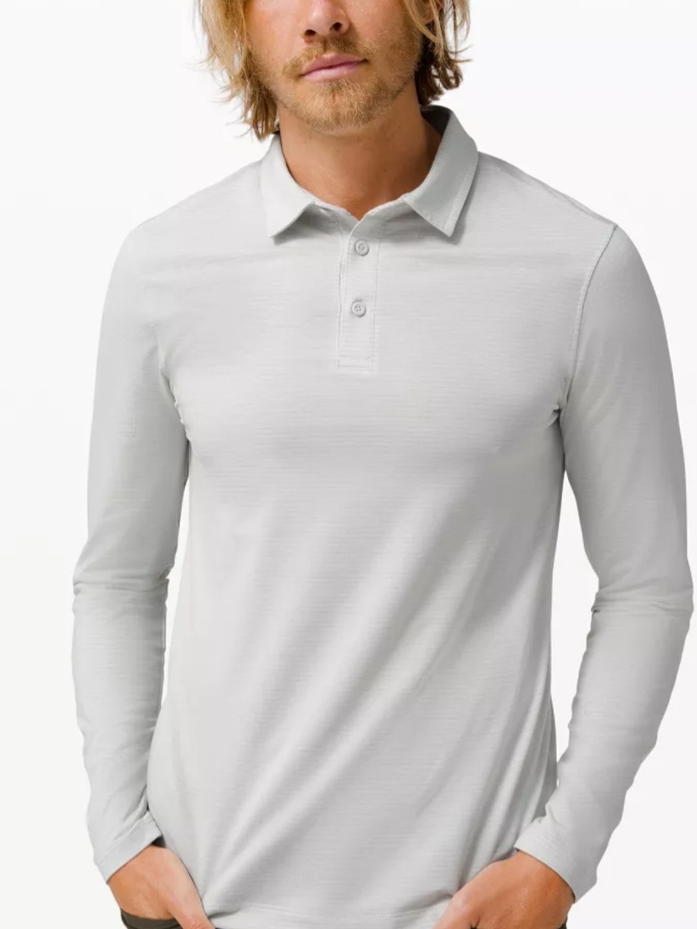 lululemon Evolution Mens Ivory Long Sleeve Polo Super Soft. Minimalist Prep